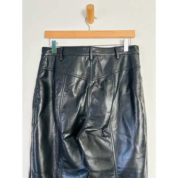 Wilfred Womens Black Faux Leather Pants SZ 10 High-Rise Straight-Leg With Pocket - Picture 6 of 12